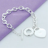 925 Silver Heart Bracelet TO Clasp Women Wedding Engagement Gift