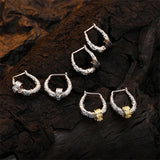 925 Silver Tangcao Textured Ear Buckle Women Vintage Earrings