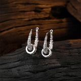 925 Silver Tangcao Textured Ear Buckle Women Vintage Earrings