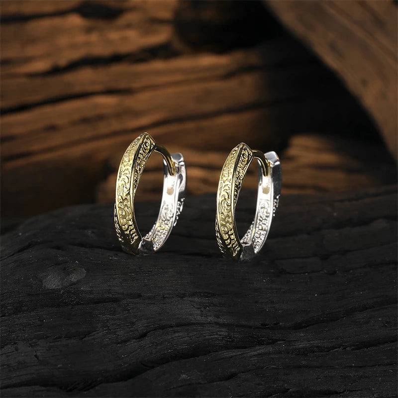 925 Silver Textured Twisted Geometric Hoop Earrings for Women Jewelry