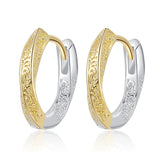 925 Silver Textured Twisted Geometric Hoop Earrings for Women Jewelry
