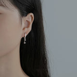 925 Silver Tassel Hoop Earrings for Women Zircon Piercing Wedding Jewelry