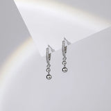 925 Silver Tassel Hoop Earrings for Women Zircon Piercing Wedding Jewelry