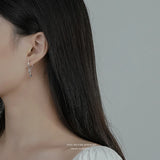 925 Silver Tassel Hoop Earrings for Women Zircon Piercing Wedding Jewelry