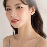 925 Silver Tassel Chain Cherry Blossoms Drop Earrings Wedding Party Jewelry