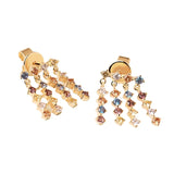 925 Sterling Silver Colorful CZ Tassel Earrings