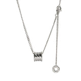 925 Silver Tassel Long Chain Circle Pendent Necklace Women Wedding Jewelry