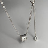 925 Silver Tassel Long Chain Circle Pendent Necklace Women Wedding Jewelry