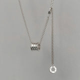 925 Silver Tassel Long Chain Circle Pendent Necklace Women Wedding Jewelry