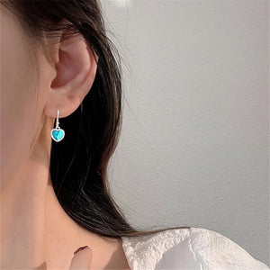 925 Silver Moonstone Heart Stud Earrings Tassel