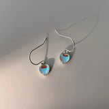 925 Silver Moonstone Heart Stud Earrings Tassel