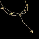 925 Silver Tassel Necklace Bow Summer Ladies Jewelry