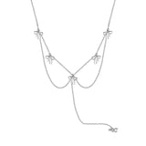 925 Silver Tassel Necklace Bow Summer Ladies Jewelry