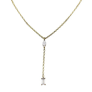 925 Silver Tassel Square Crystal Choker Necklace 14K Plated  Wedding Jewelry