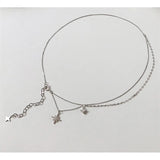 925 Silver Tassel Zircon Star Necklace Choker for Women Girls