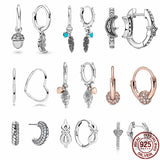 925 Silver Teal Heart & Feather Earrings