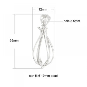 925 Silver Teardrop Cage Charm Pendant for Pearls and Gemstones