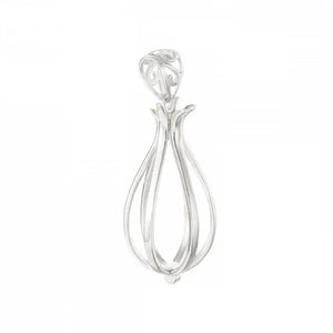 925 Silver Teardrop Cage Charm Pendant for Pearls and Gemstones