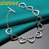 925 Sterling Silver Ten Heart Bracelet For Women Charm Jewelry