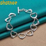 925 Sterling Silver Ten Heart Bracelet For Women Charm Jewelry