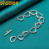 925 Sterling Silver Ten Heart Bracelet For Women Charm Jewelry