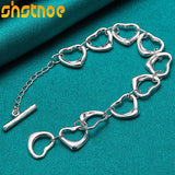 925 Sterling Silver Ten Heart Bracelet For Women Charm Jewelry