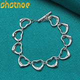 925 Sterling Silver Ten Heart Bracelet For Women Charm Jewelry