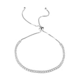 925 Silver Tennis Bracelet with CZ Inlay Adjustable for Women Girls