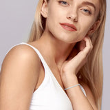 925 Silver Tennis Bracelet with CZ Inlay Adjustable for Women Girls