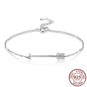 925 Silver Tennis Bracelet Arrow Feather Chain for Women Fine Jewelry
