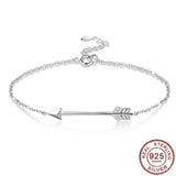 925 Silver Tennis Bracelet Arrow Feather Chain for Women Fine Jewelry