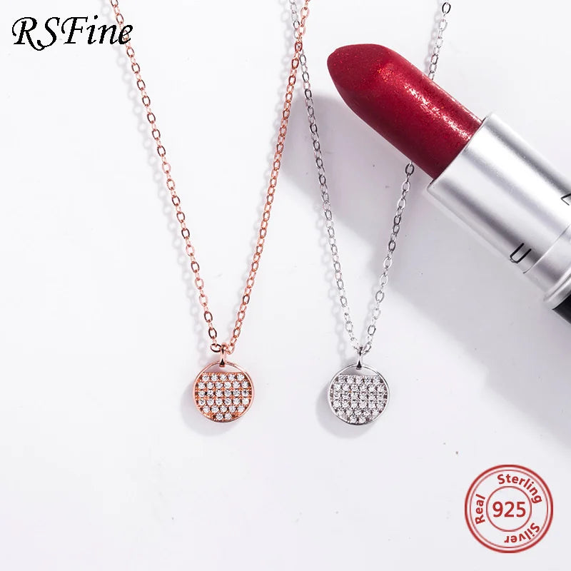 925 Silver Tennis Racket Necklace Women Pendant Chain Fine Jewelry