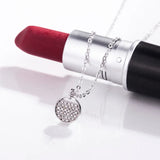 925 Silver Tennis Racket Necklace Women Pendant Chain Fine Jewelry