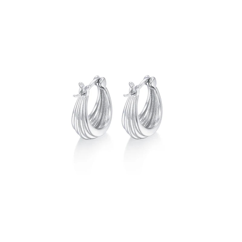 925 Silver Filigree Hoop Earrings Textured Huggie Circle Dainty Thick