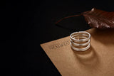 925 Sterling Silver Thai Three Lines Ring Open Ring for Women