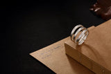 925 Sterling Silver Thai Three Lines Ring Open Ring for Women