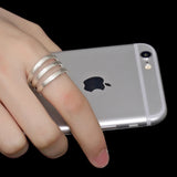 925 Sterling Silver Thai Three Lines Ring Open Ring for Women