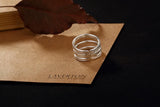 925 Sterling Silver Thai Three Lines Ring Open Ring for Women
