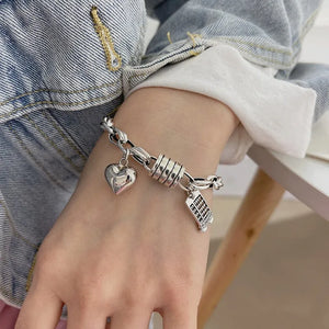Vintage Geometric Heart Love Lucky Punk Bracelet for Women