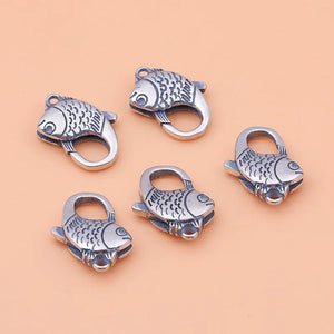 925 Sterling Silver DIY Jewelry Fish Buckle Spring Bracelet Necklace Finish