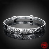 925 Silver Pattern Carved Cuff Bracelet&Bangle For Women