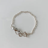 925 Sterling Silver Chain Bracelet Vintage Bow-knot Tag Thai Silver Jewelry
