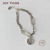 925 Sterling Silver Chain Bracelet Vintage Bow-knot Tag Thai Silver Jewelry