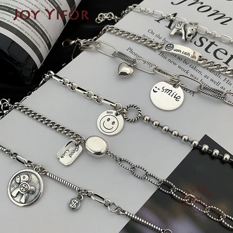 Vintage 925 Silver Charm Bracelet Thai Silver Jewelry
