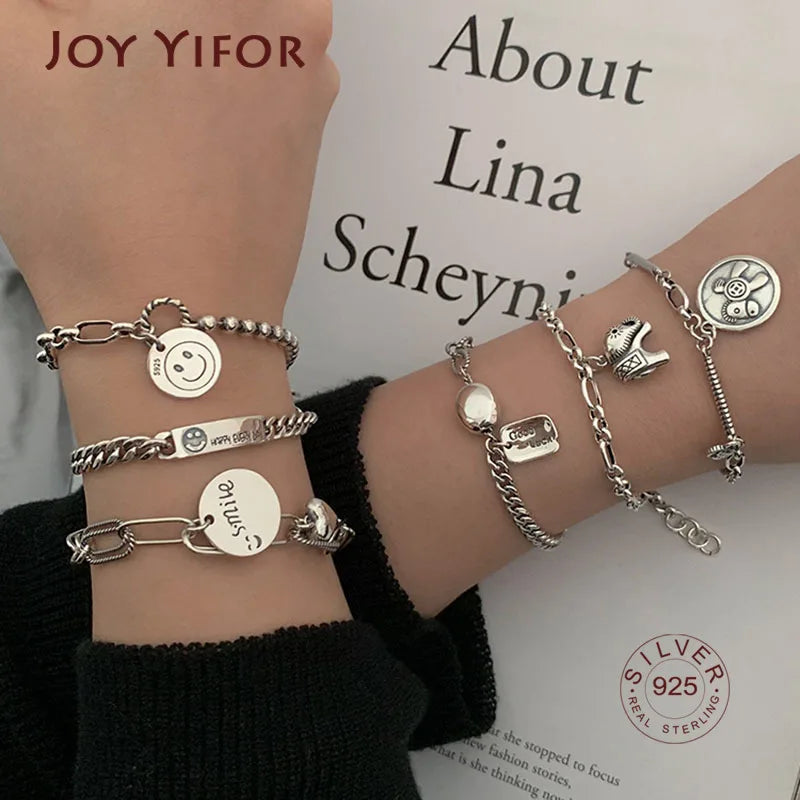 Vintage 925 Silver Charm Bracelet Thai Silver Jewelry