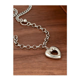 925 Silver Heart Chain Choker Necklace Women Fine Jewelry