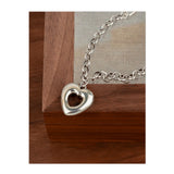 925 Silver Heart Chain Choker Necklace Women Fine Jewelry