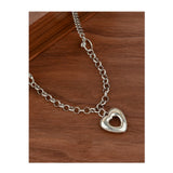 925 Silver Heart Chain Choker Necklace Women Fine Jewelry