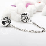 925 Silver Thread Bead Bow Safety Chain Twist Of Fate Fit Bracelet