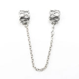 925 Silver Thread Bead Bow Safety Chain Twist Of Fate Fit Bracelet